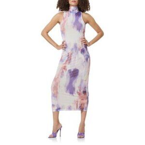 NWT AFRM Serenity violet watercolor turtleneck backless mesh sheath  max…